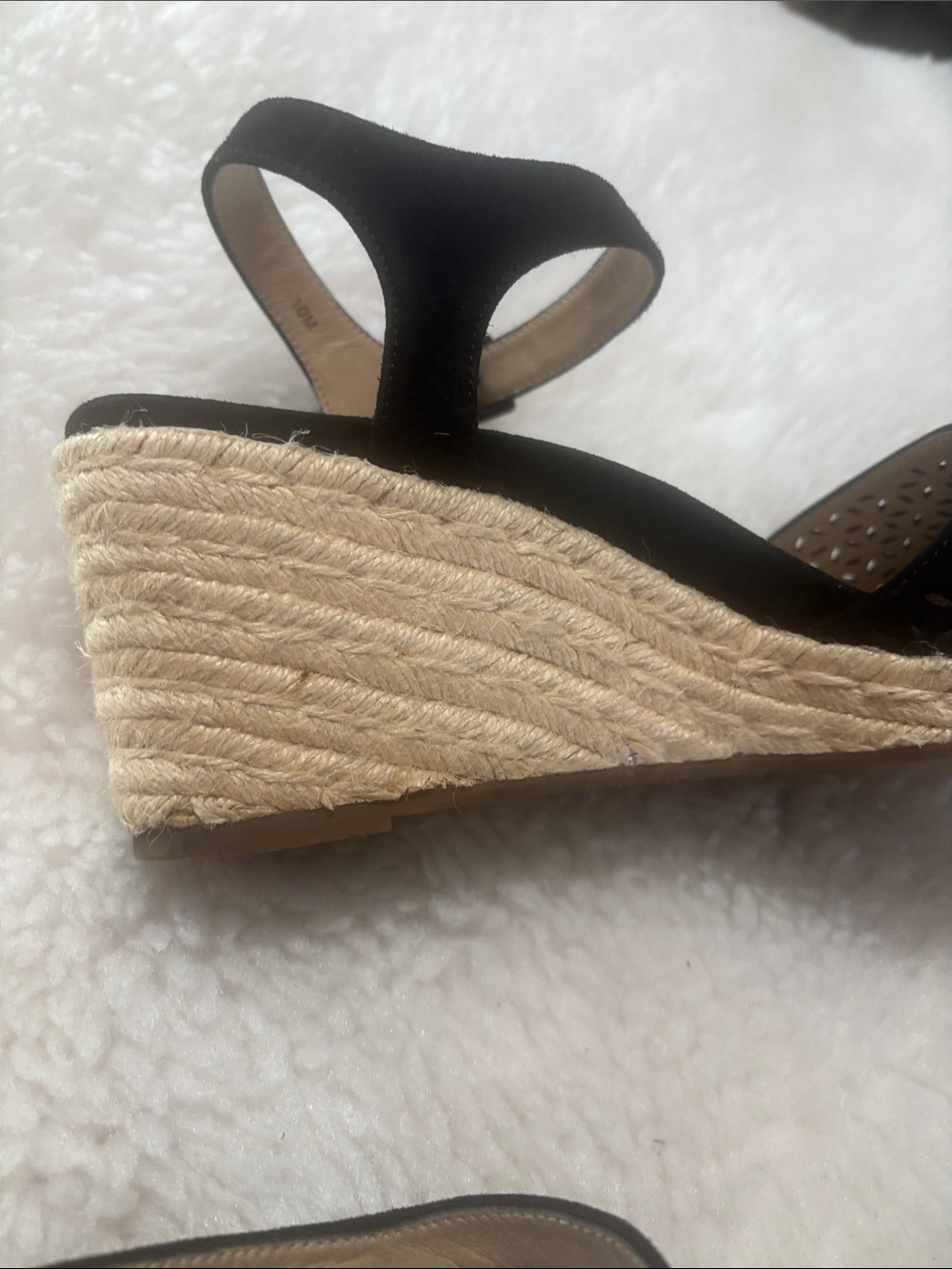 Vionic Black Espadrille Wedge Sandals with Perforated Toe - Picture 9 of 11